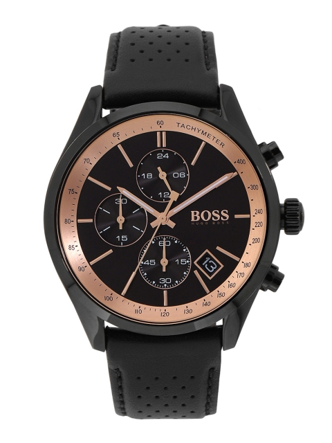 

Hugo Boss Men Black Leather Analogue Watch 1513550