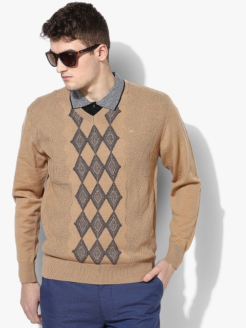 

Beige Self Design Pullover Sweater