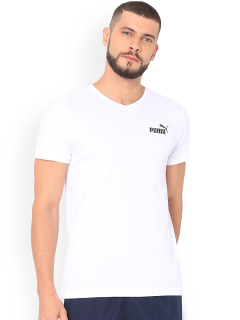 

Puma Men White Solid V-Neck T-shirt