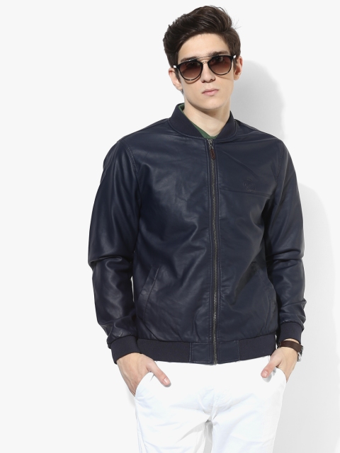 

Navy Blue Solid Casual Jacket