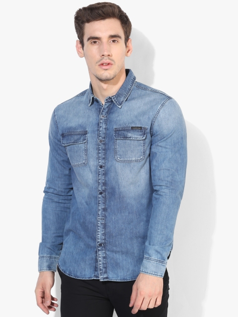 

Blue Solid Regular Fit Casual Shirt