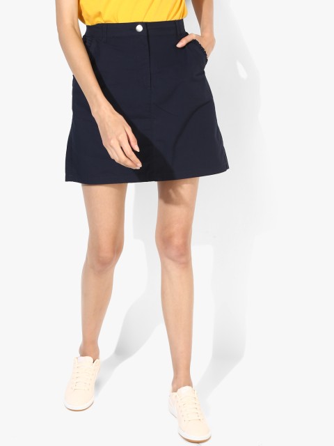 

Navy Blue Solid Pencil Skirt