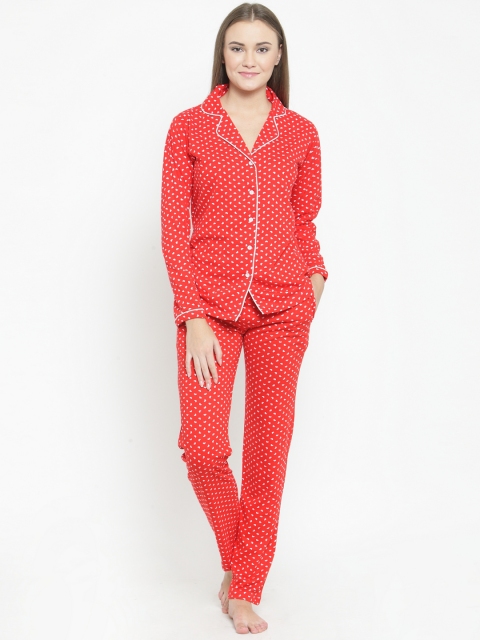 

Claura Women Red Printed Night suit