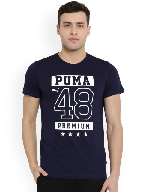 

Puma Men Blue Printed Round Neck T-shirt