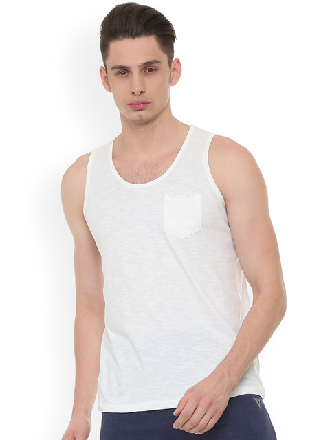 

People Men White Solid Round Neck T-shirt