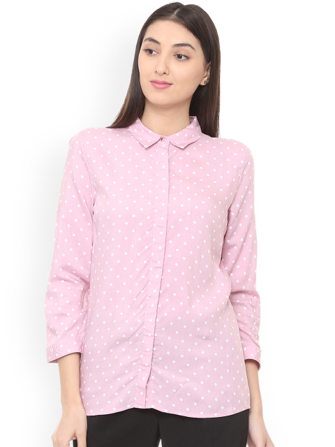 

Van Heusen Woman Pink & White Regular Fit Printed Casual Shirt