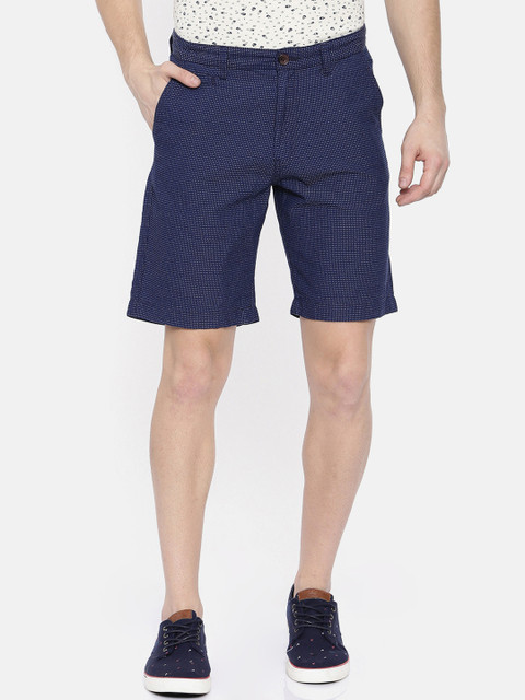 

Breakbounce Men Navy Blue Solid Slim Fit Regular Shorts