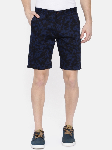 

Breakbounce Men Navy Blue Printed Slim Fit Regular Shorts