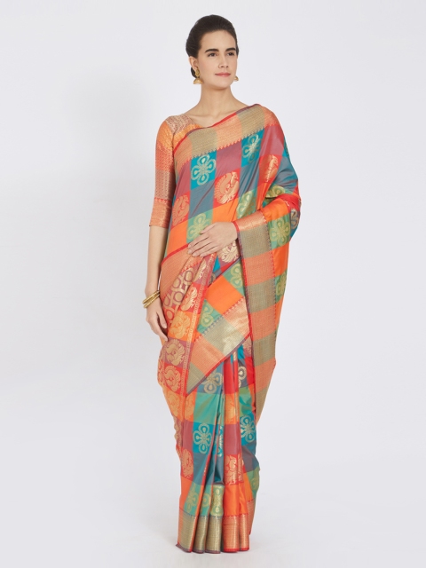 

Viva N Diva Multicoloured Poly Silk Colourblocked Kanjeevaram Saree, Multi