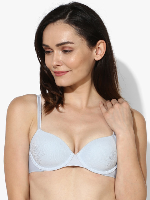 

Blue Self Design Under Wired Padded Push Bra