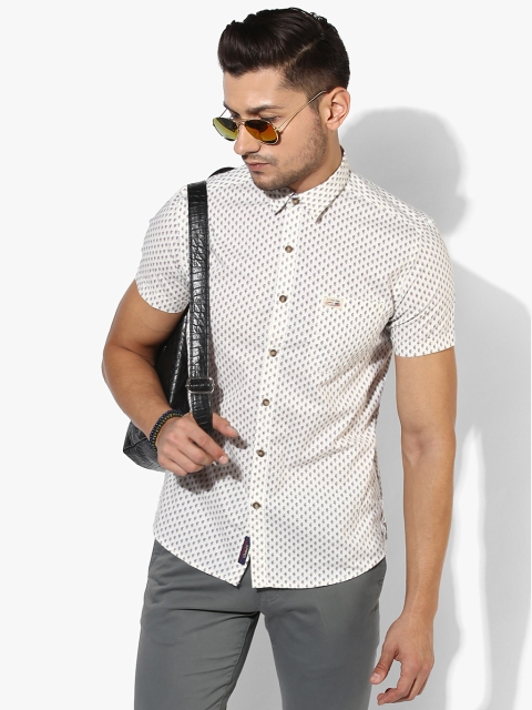 

Off White Printed Regular Fit Casual Shirt