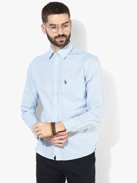 

Blue Printed Slim Fit Casual Shirt