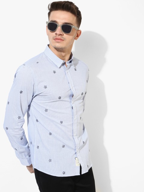 

Jack & Jones Men Blue & Blue Slim Fit Checked Casual Shirt
