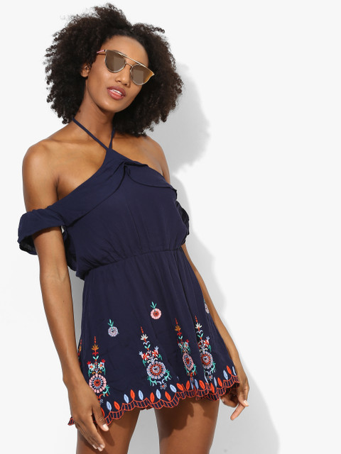 

Aeropostale Women Navy Blue Solid A-Line Dress