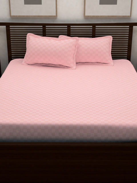 

Story@home Pink Geometric Flat 400 TC Cotton 1 King Bedsheet with 2 Pillow Covers