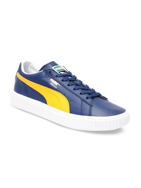 

Puma Unisex Blue & Yellow PUMA Breaker LTHR Sneakers