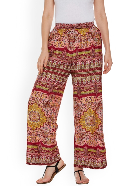

Oxolloxo Women Multicoloured Regular Fit Printed Trousers, Multi