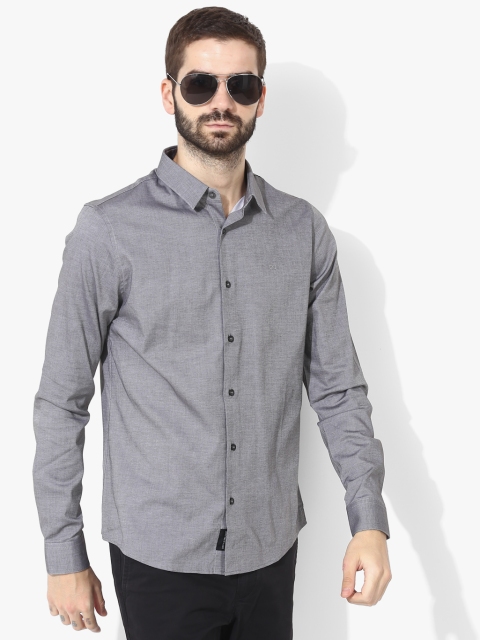 

Grey Printed Slim Fit Casual Shirt