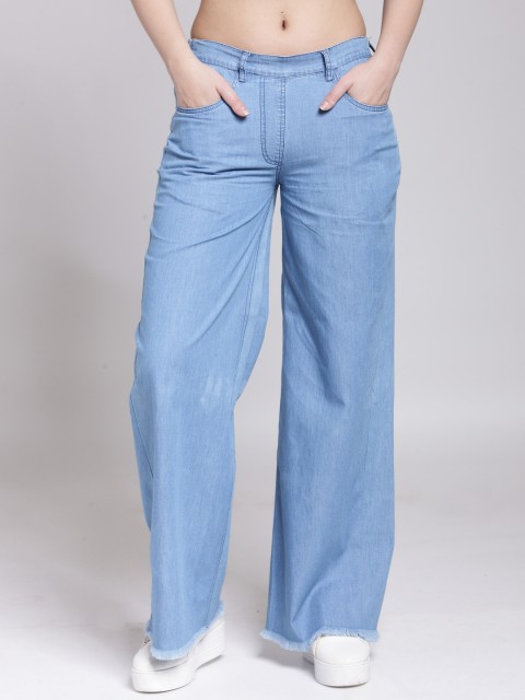 

plusS Women Blue Wide Leg Solid Palazzos