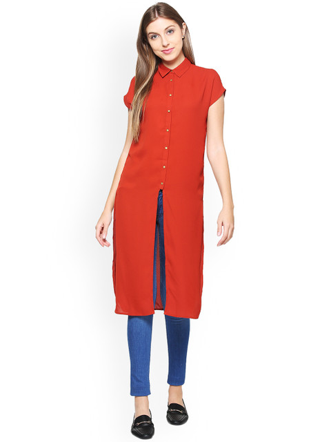 

Van Heusen Woman Red Solid Tunic