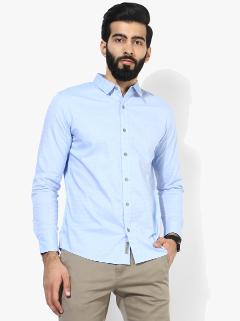 

Light Blue Textured Regular Fit Casual Shirt