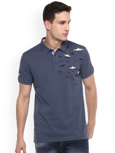 

SPYKAR Men Blue Printed Polo Collar T-shirt