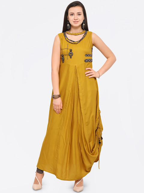 

Florence Women Yellow Embellished A-Line Kurta