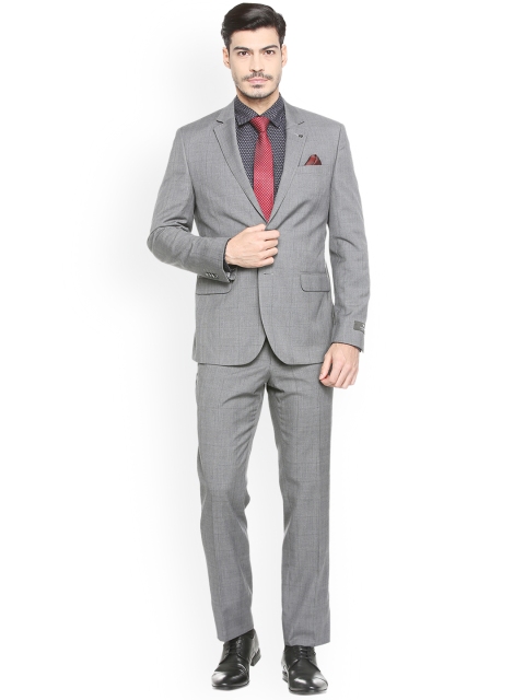 Van Heusen Men Grey Checked Formal Single-Breasted Suit