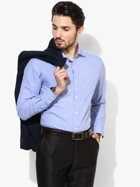 

Blue Printed Regular Fit Formal Shirt