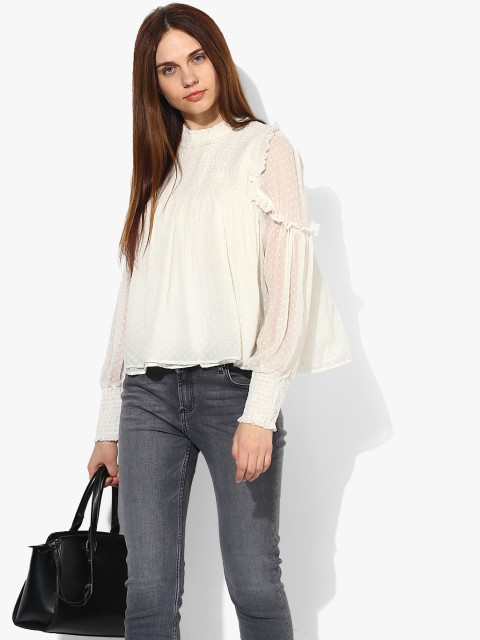 

Antheaa Women Off-White Self Design Top