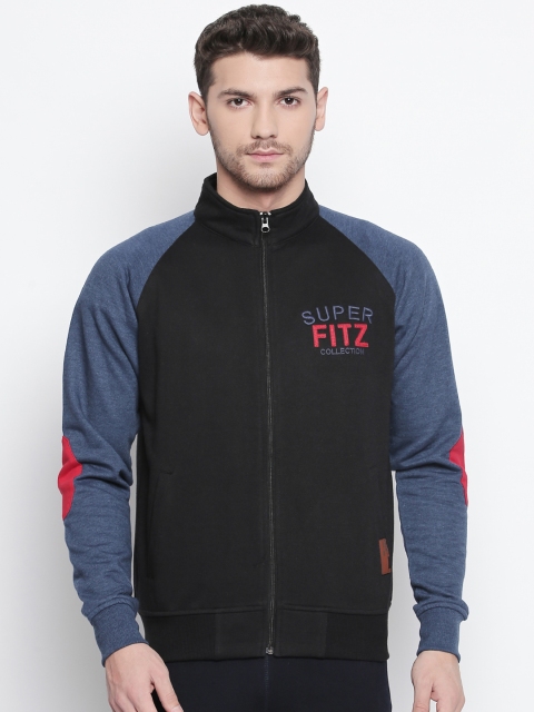 

FiTZ Men Black & Blue Colourblocked Sweatshirt