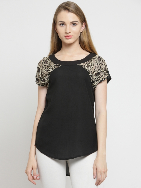 

Purplicious Women Black Printed High-Low Top