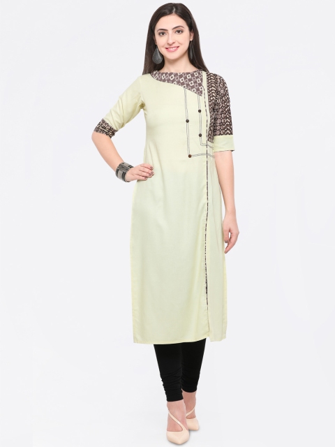 

Florence Women Cream-Coloured Printed Straight Kurta