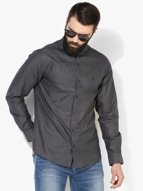 

Dark Grey Textured Slim Fit Casual Shirt