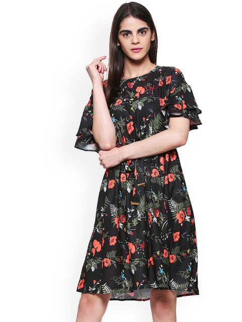

Van Heusen Woman Women Black Printed A-Line Dress