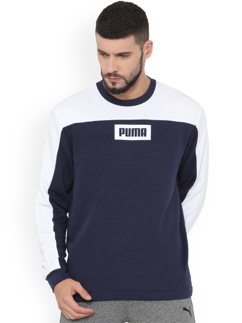 

Puma Men Navy Blue & White Colourblocked Sweatshirt