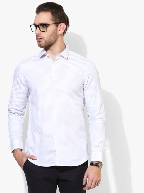 

White Striped Regular Fit Formal Shirt