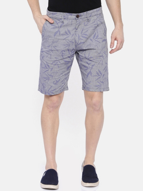 

Breakbounce Men Grey Printed Slim Fit Regular Shorts