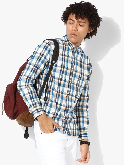 

Off White Checked Regular Fit Casual Shirt