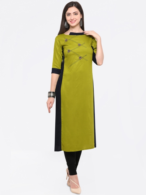 

Florence Women Green Solid traight Kurta