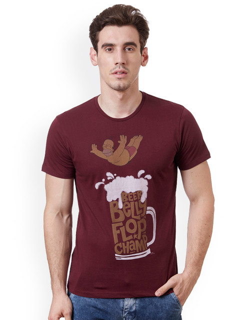 

Free Authority Men Maroon SIMPSONS Printed Round Neck T-Shirt