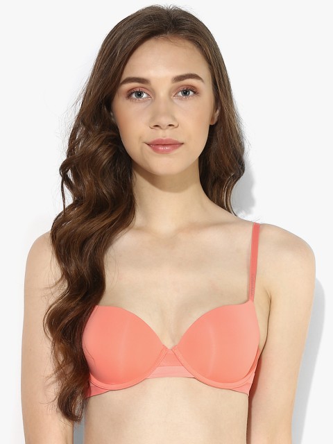 

Peach Solid Wired Padded Bra