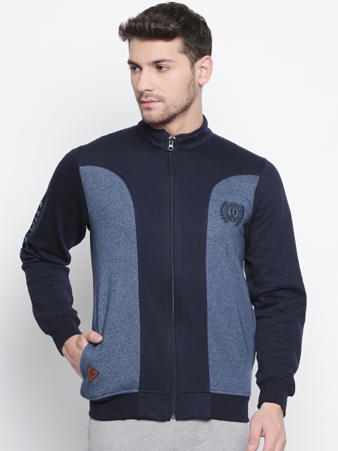 

FiTZ Men Navy Blue & Blue Colourblocked Sweatshirt
