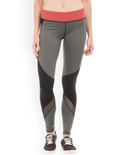 

Aeropostale Women Black & Grey Colourblocked Ankle-Length Leggings