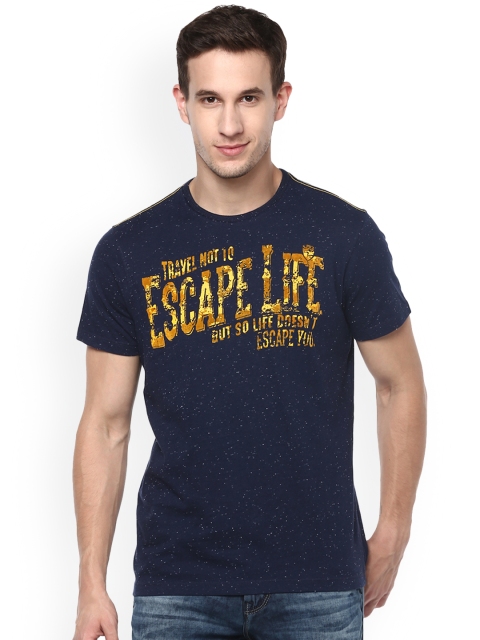 

SPYKAR Men Blue Printed Round Neck T-shirt