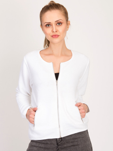 

Kotty Women White Self Design Tailored Jacket