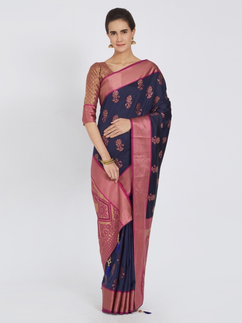 

Viva N Diva Blue Poly Silk Woven Design Kanjeevaram Saree