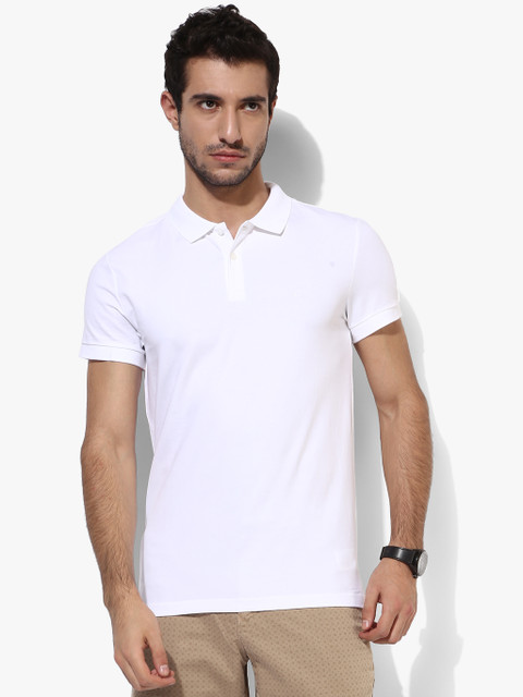 

White Solid Regular Fit Polo T-Shirt