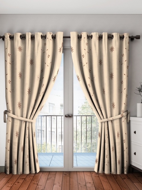 

Cortina Beige Semi-Sheer Embroidered Faux Linen Door Curtains