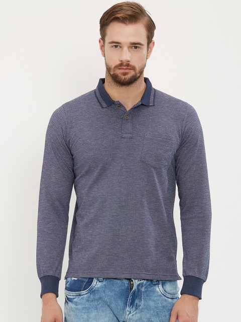 

NEXGEN CLUB Men Blue Solid Polo Collar T-shirt